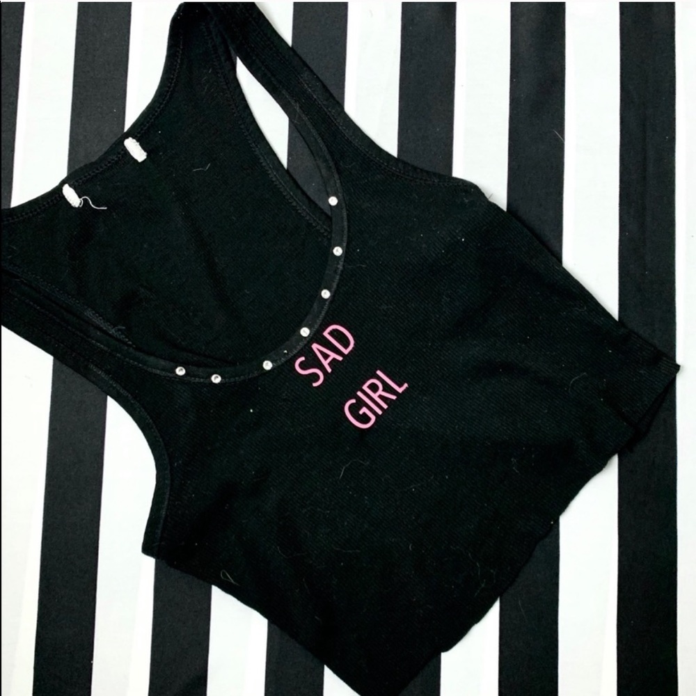 ✨Sad Girl Rhinestone Crop Top✨